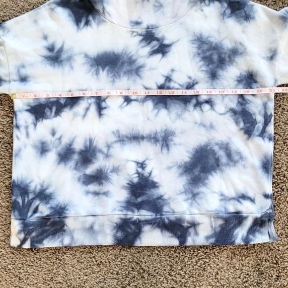 90 DEGREE BY REFLEX Brushed Tie Dye Cropped Hoodie In Inky Chill Tie Dye Size L - Picture 6 of 9